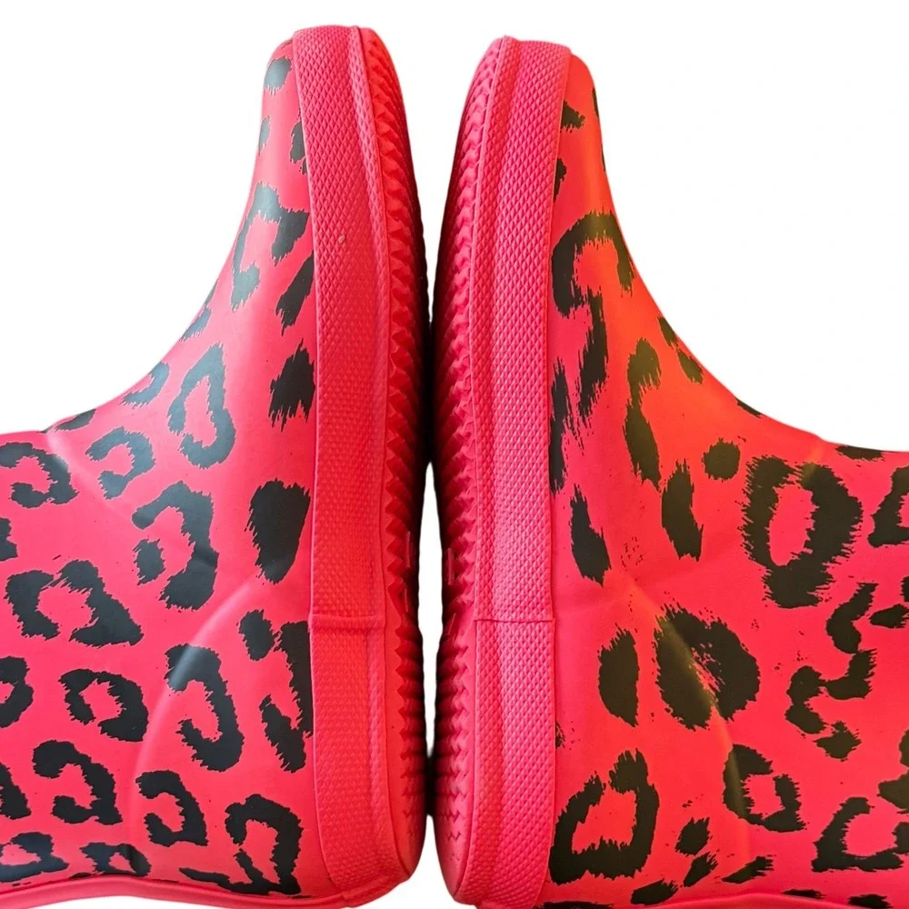 Hunter First Classic Rain Boots Kids Girls 4 Pink Leopard Hybrid Print Adventure